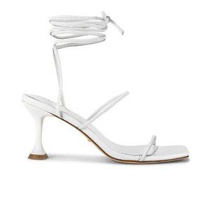 RAYE Roo Leather Heel Sandal in White 5.5 Square Toe